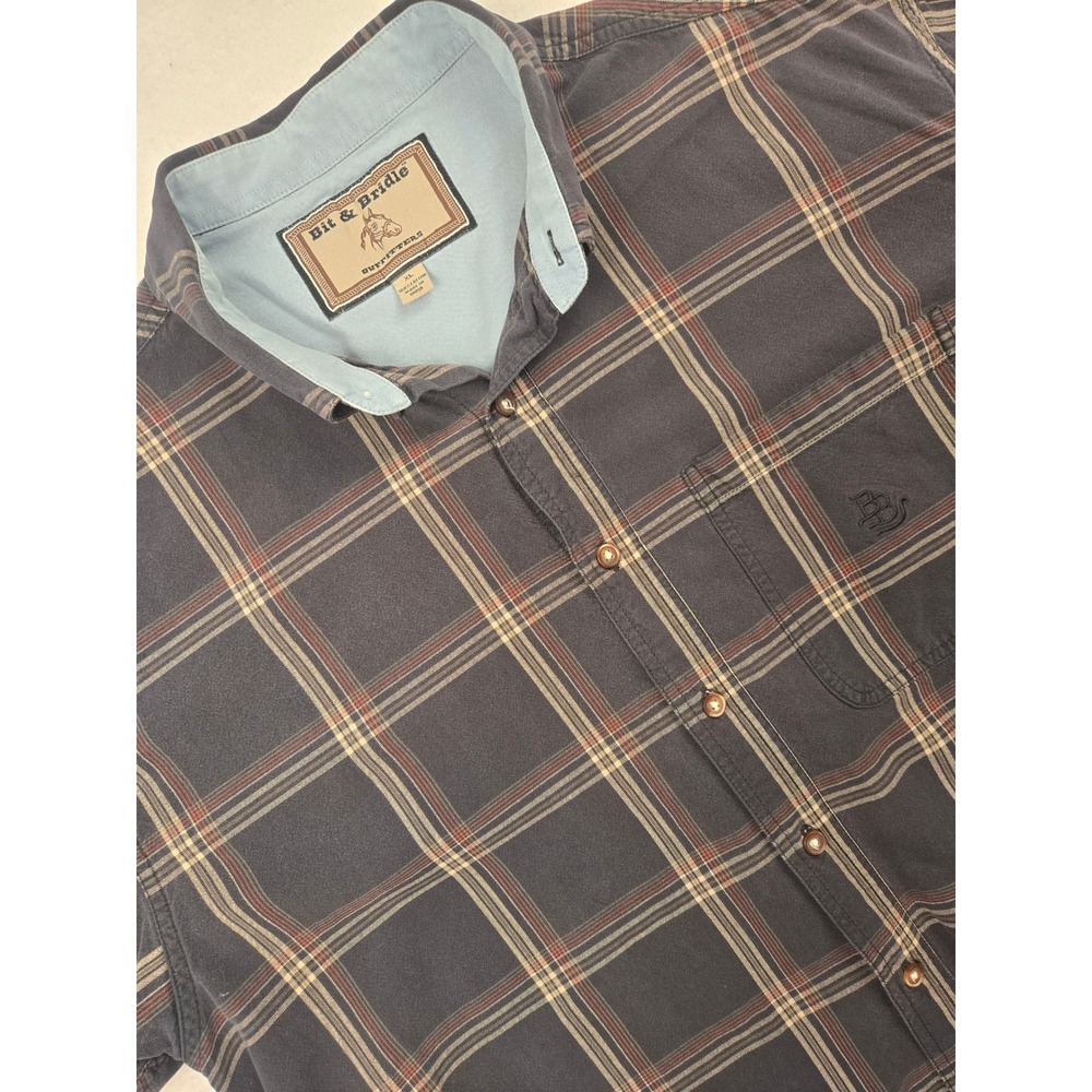 Bit & Bridle Outfitters Men's Plaid Button‎ Down Shirt Size XL 100% Cotton